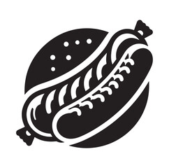 Sausage fast food vector illustration outline, silhouette on white background