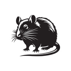 Minimalist Rat Silhouette - Rat Illustration - Rat Vector - Rat Design.