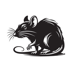 Minimalist Rat Silhouette - Rat Illustration - Rat Vector - Rat Design.