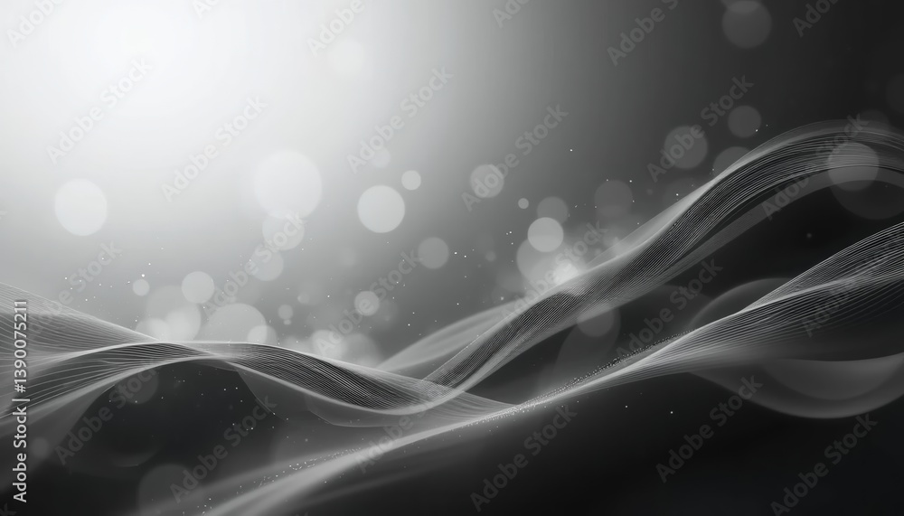 Poster flowing waves of light and shadow abstract space digital art ethereal environment close-up view crea