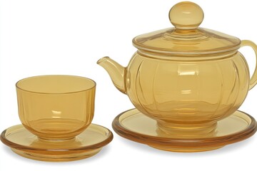 Transparent Amber Glass Tea Set