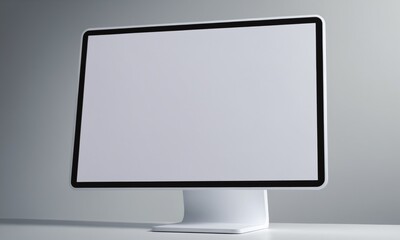 Blank computer monitor on a simple desk in a modern workspace