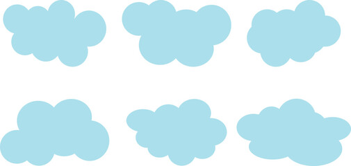 Cartoon clouds flat design. a set of blue cloud on white background.