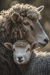 Close-up of a sheep and lamb