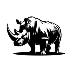 Fototapeta premium Rhinoceros Silhouette - Minimalist Design of Rhinoceros - Vector of Rhinoceros - Rhinoceros Illustration.