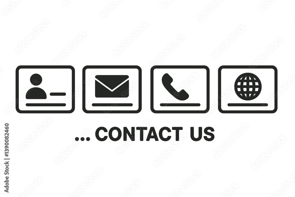 Poster Contact options displayed with line vector icons for easy connection and communication
