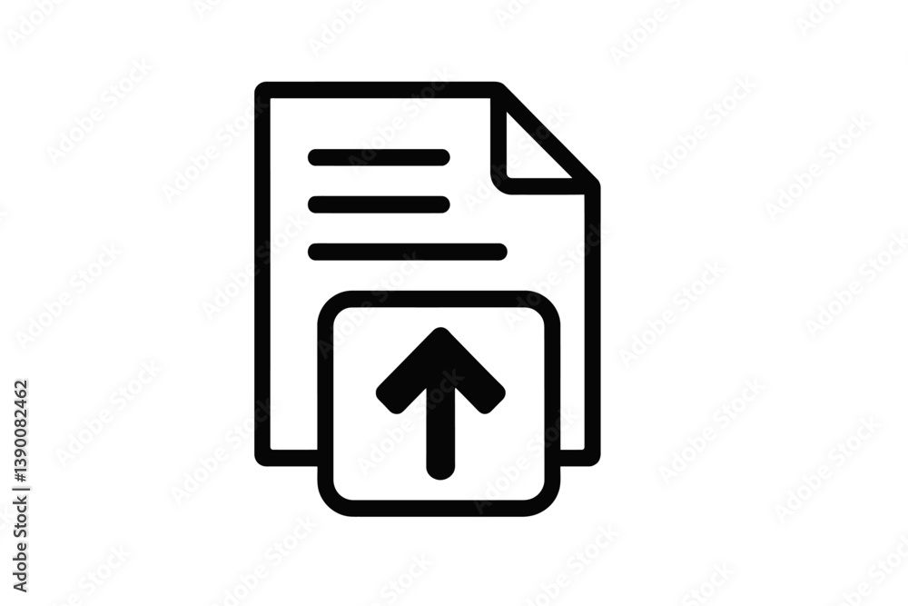 Aufkleber Simple line vector icon representing document upload in a digital context