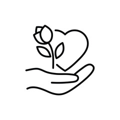 Obraz premium tulip love heart icon vector flower sign