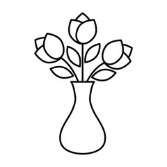 vase with tulip flowers icon cartoon