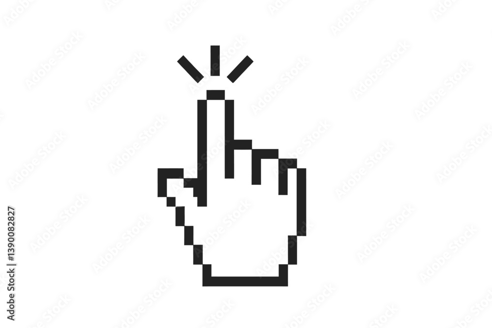 Poster hand clicking gesture represented in simple line vector illustration