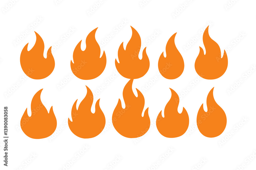 Leinwandbilder Vector illustration of multiple flame icons in simple line style, ideal for graphic design and branding projects