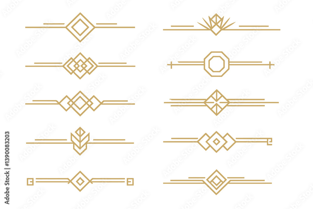 Fototapete minimalist line vector icons showcasing various decorative borders and dividers for use in design pr