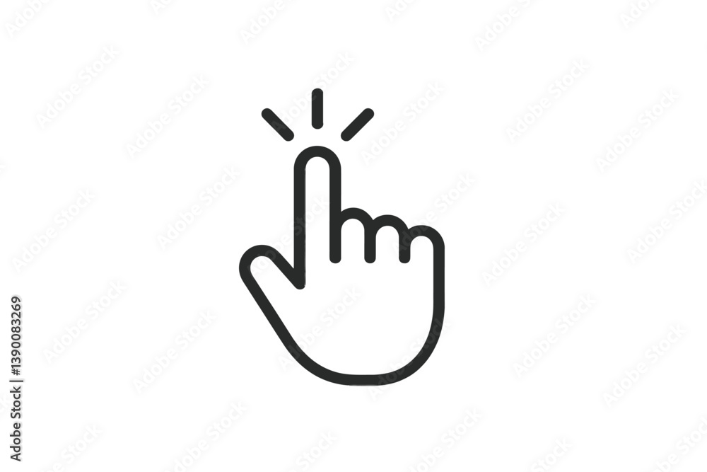 Aufkleber Hand indicating a touch or click action in a minimalist line vector design suitable for various digital applications
