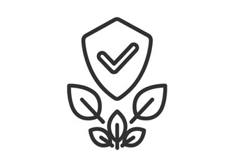 Vector icon representing environmental protection with shield and leaves design for sustainability initiatives