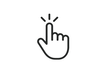 Obraz premium Hand indicating a touch or click action in a minimalist line vector design suitable for various digital applications