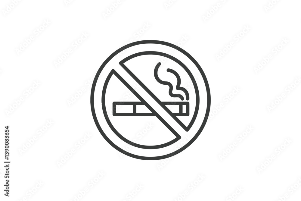 Aufkleber no smoking sign depicted in line vector format indicating a prohibition against smoking for public a