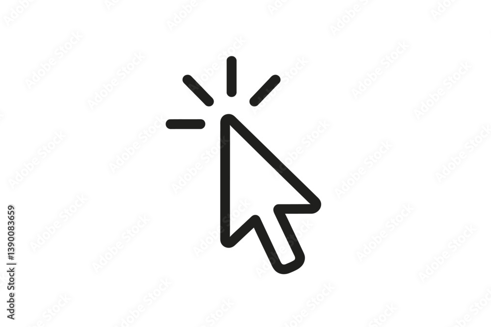 Fototapete Stylized line vector icon representing a computer cursor with a click effect indicating user interaction
