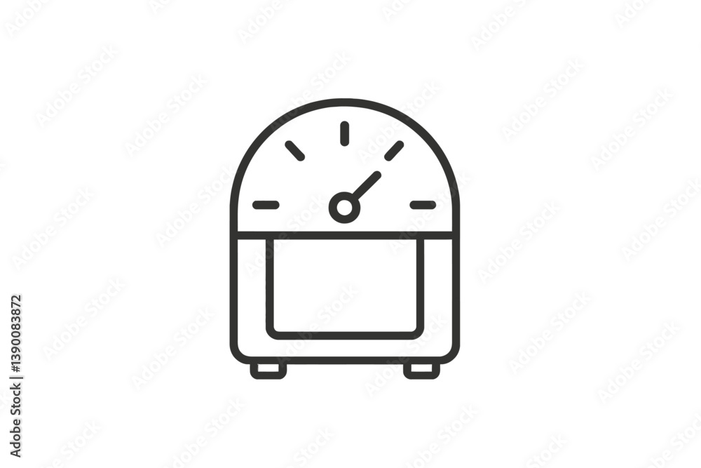 Poster vector icon illustrating a pressure gauge indicating measurement levels for various applications in 
