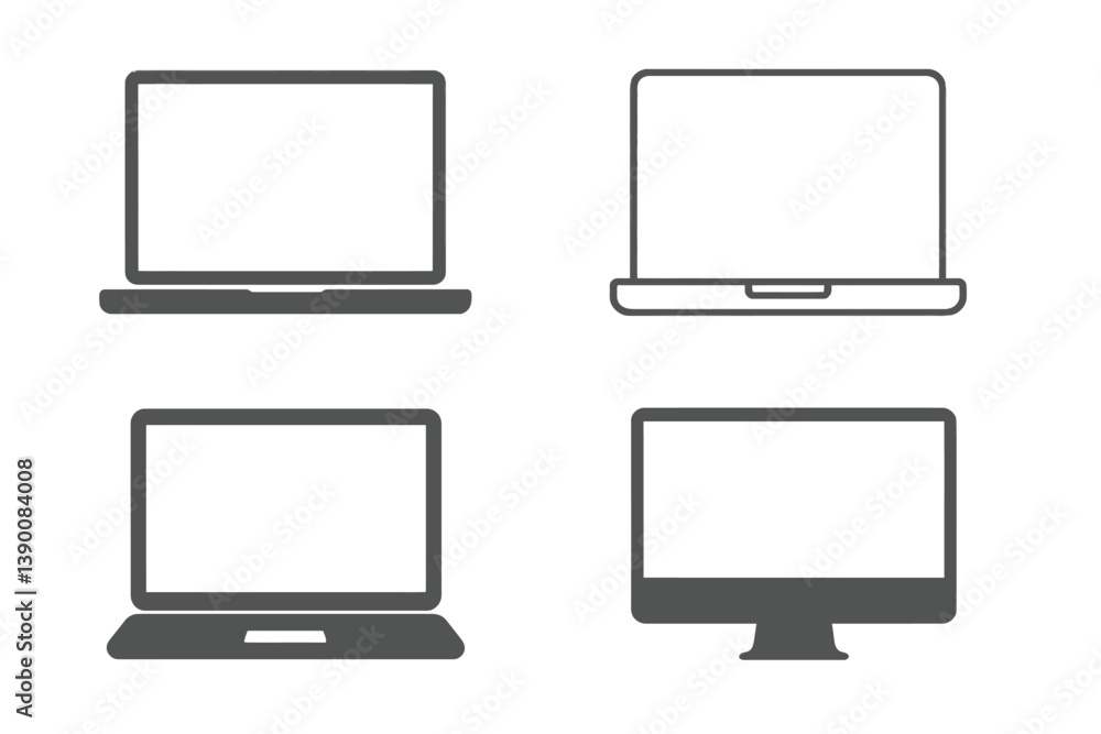 Leinwandbilder Line vector icons depicting different types of laptops and a monitor in a minimalist design suitable for digital projects