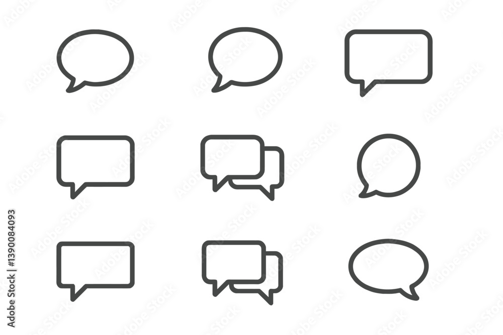 Leinwandbilder collection of line vector icons depicting various speech bubbles in different styles and sizes for c
