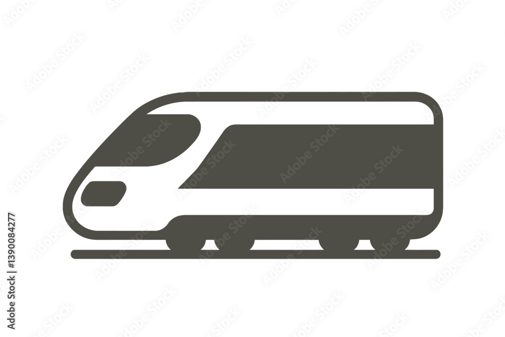Poster modern line vector icon of a streamlined train in motion, representing public transportation innovat