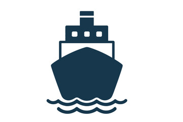 Fototapeta premium Vector illustration of a cargo ship navigating through waves at sea during daylight hours