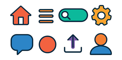 Essential linear ui icon set for web and app design