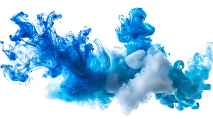 Abstract Swirls of Cobalt Blue, Aquamarine, and Pearl White Ink