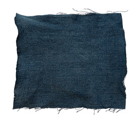 Piece of torn denim on a white background. Denim texture