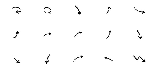 Hand drawn arrow mark icons vector,Arrow vector icon set in thin line style