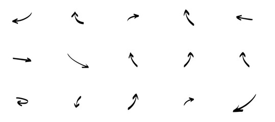 Hand drawn arrow mark icons vector,Arrow vector icon set in thin line style