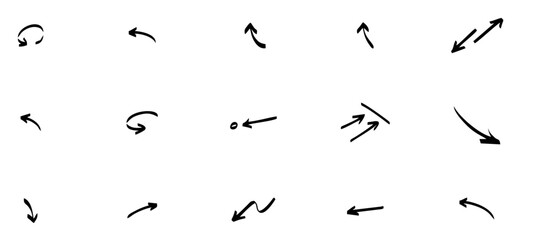 Hand drawn arrow mark icons vector,Arrow vector icon set in thin line style