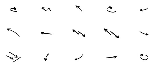 Hand drawn arrow mark icons vector,Arrow vector icon set in thin line style