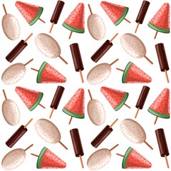 Seamless pattern with ice cream. Summer pattern.