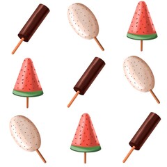 Seamless pattern with ice cream. Summer pattern.