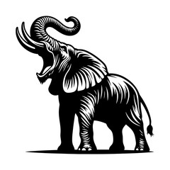 Roaring elephant Silhouette - Vector of Roaring elephant - Minimalist Roaring elephant Design.