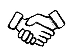 Hand Shake Icon Crayon Chalk Drawing Vector
