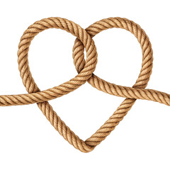 Rope Heart shape isolated on white background