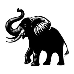 Roaring elephant Silhouette - Vector of Roaring elephant - Minimalist Roaring elephant Design.