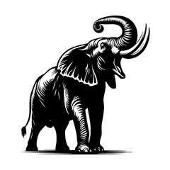 Roaring elephant Silhouette - Vector of Roaring elephant - Minimalist Roaring elephant Design.