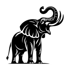 Roaring elephant Silhouette - Vector of Roaring elephant - Minimalist Roaring elephant Design.