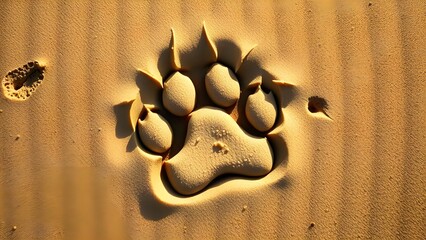 Dog Paw Print in Sand