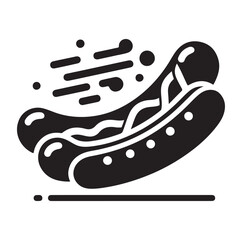 Sausage fast food vector illustration outline, silhouette on white background.