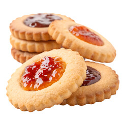 Cookies with jam close up isolated isolated on white background