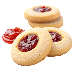 Cookies with jam close up isolated isolated on white background