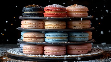 Delicious Macarons Tower Sweet Treats Pastry Dessert of excellence in splendor beyond compare