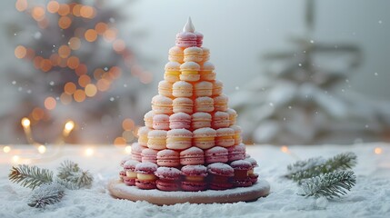 Festive Macaron Christmas Tree Dessert of excellence in splendor beyond compare with grace