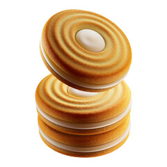 Sandwich cookies with milk cream. 3d illustration. Isolated on white background.	