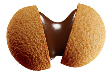 Delicious chocolate cream filled cookies. isolated white background. 3d illustration