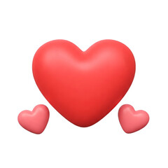 Red Heart 3D icon symbol vector transparent no background